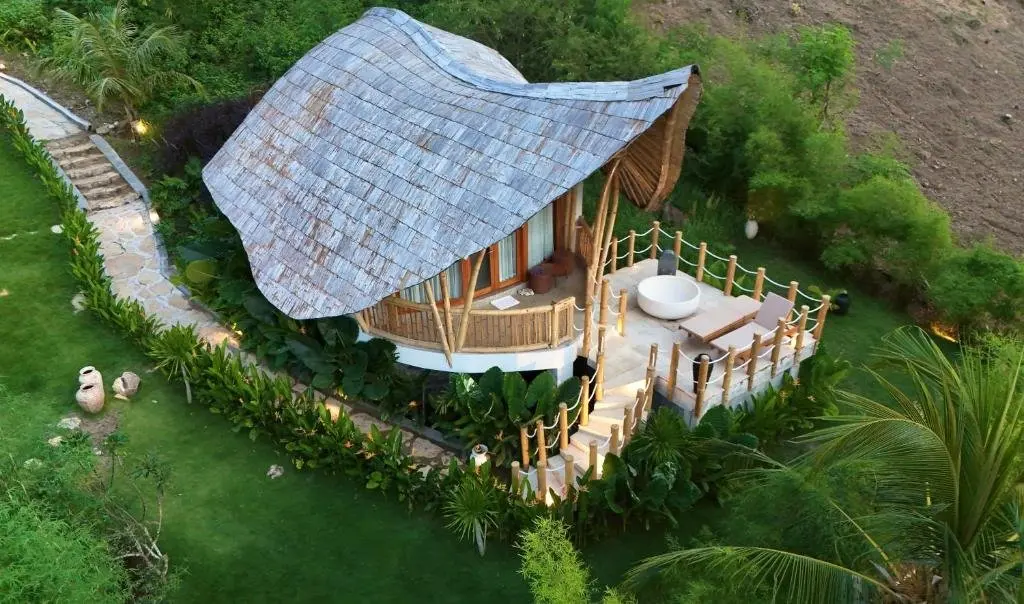 The Cocoon Cottage aerial view